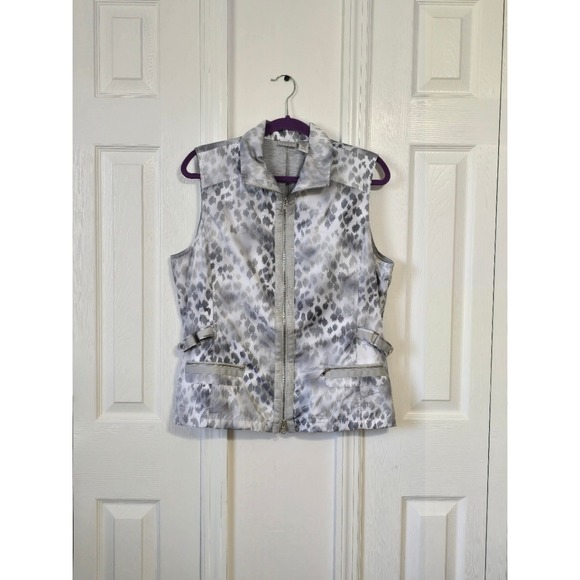 Zenergy by Chico's Women's Sleeveless Zip Vest Abstract Print Pockets Size 2 - Picture 3 of 9